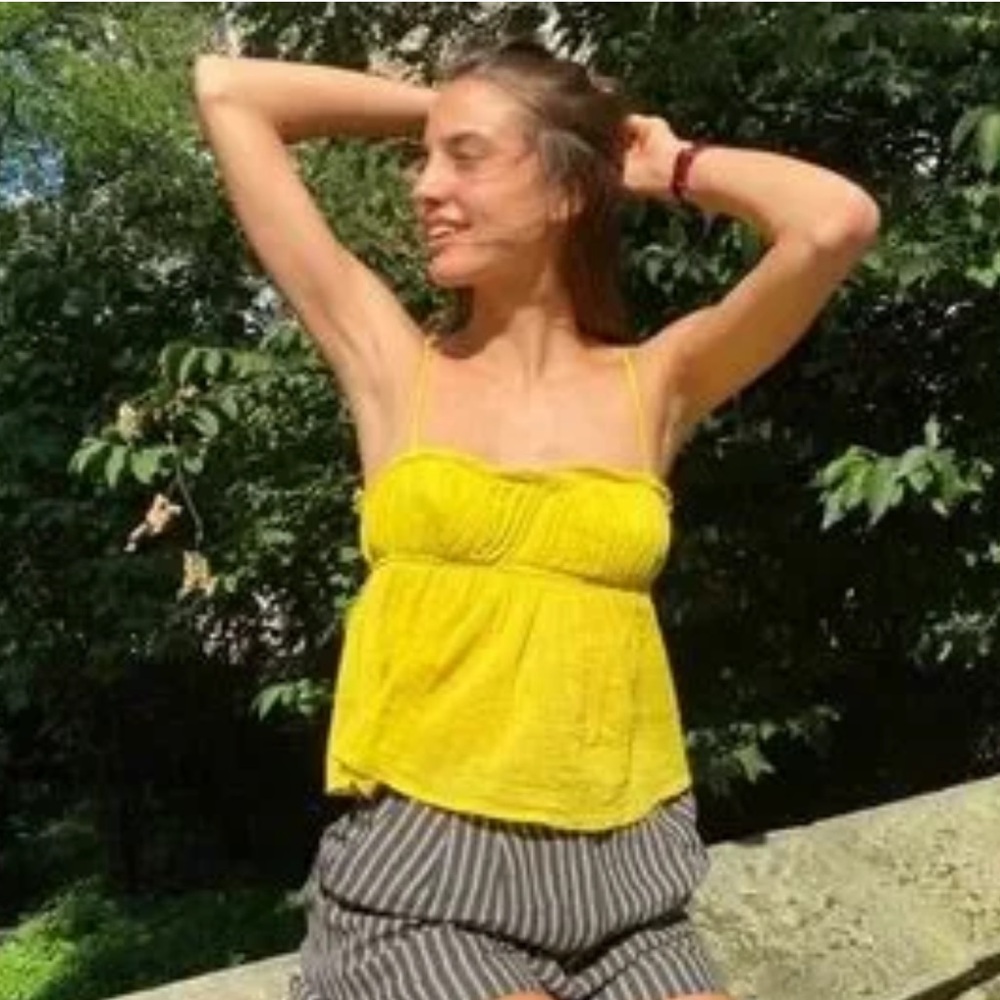 Urban Outfitters Yellow Fringe Boho Strappy Tank Top Small